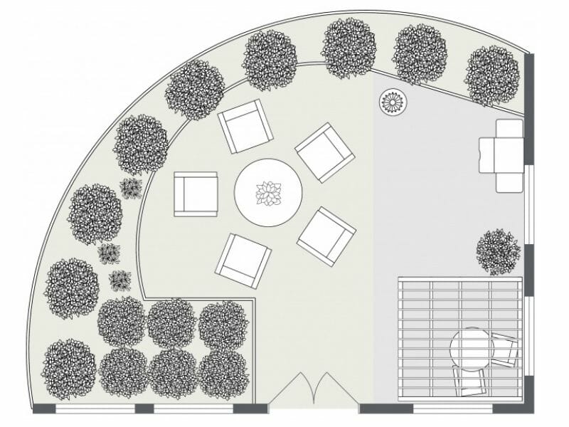 Site plan with pergola.